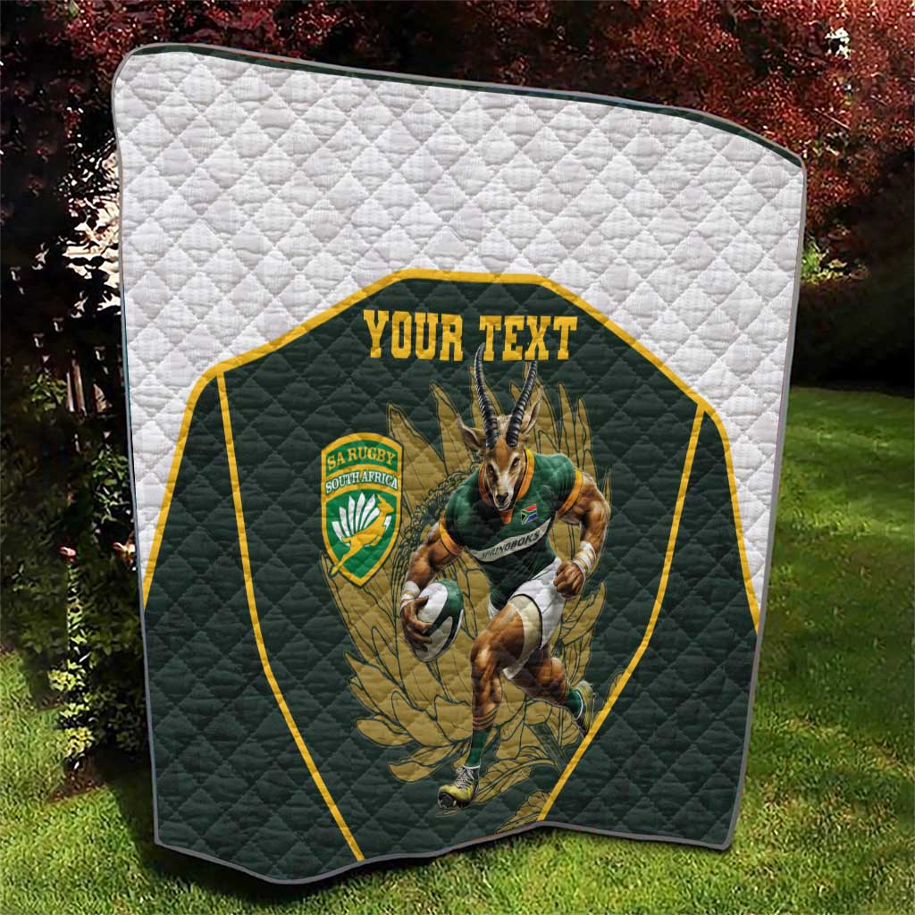 South Africa Rugby Personalised Quilt Springboks Mascot With King Protea -  African Pattern - Wonder Print Shop