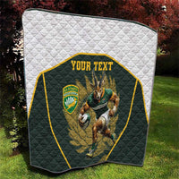 South Africa Rugby Personalised Quilt Springboks Mascot With King Protea -  African Pattern - Wonder Print Shop