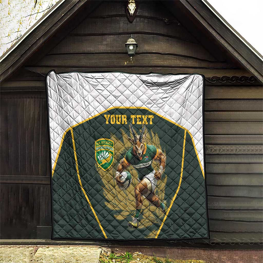 South Africa Rugby Personalised Quilt Springboks Mascot With King Protea -  African Pattern - Wonder Print Shop