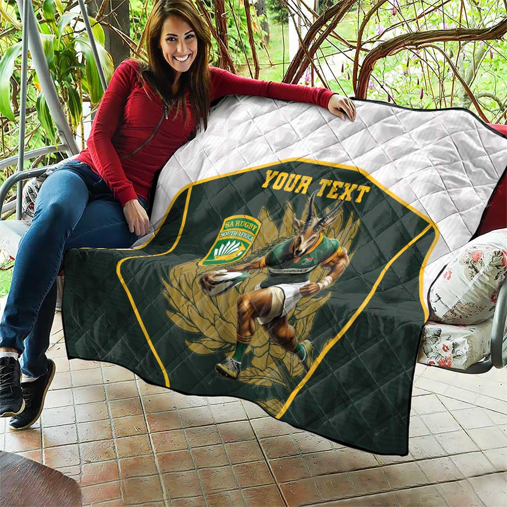 South Africa Rugby Personalised Quilt Springboks Mascot With King Protea -  African Pattern - Wonder Print Shop