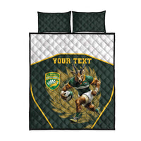 South Africa Rugby Personalised Quilt Bed Set Springboks Mascot With King Protea -  African Pattern - Wonder Print Shop