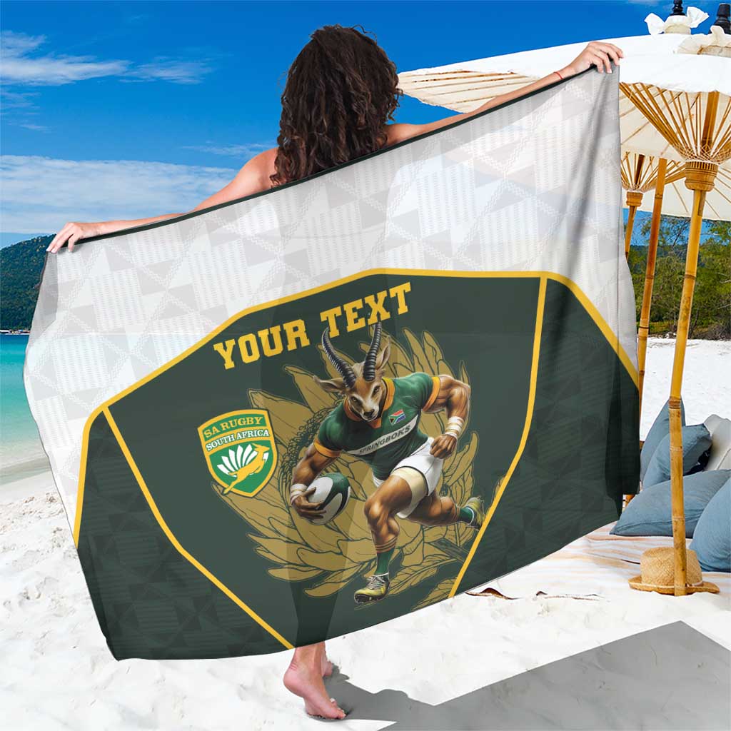 South Africa Rugby Personalised Sarong Springboks Mascot With King Protea -  African Pattern - Wonder Print Shop