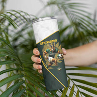 South Africa Rugby Personalised Skinny Tumbler Springboks Mascot With King Protea -  African Pattern - Wonder Print Shop
