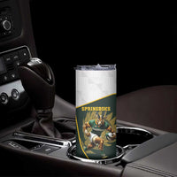 South Africa Rugby Personalised Skinny Tumbler Springboks Mascot With King Protea -  African Pattern - Wonder Print Shop