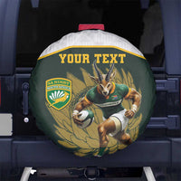 South Africa Rugby Personalised Spare Tire Cover Springboks Mascot With King Protea -  African Pattern - Wonder Print Shop