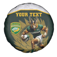 South Africa Rugby Personalised Spare Tire Cover Springboks Mascot With King Protea -  African Pattern - Wonder Print Shop