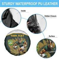 South Africa Rugby Personalised Spare Tire Cover Springboks Mascot With King Protea -  African Pattern - Wonder Print Shop