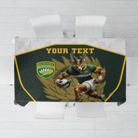 South Africa Rugby Personalised Tablecloth Springboks Mascot With King Protea -  African Pattern - Wonder Print Shop