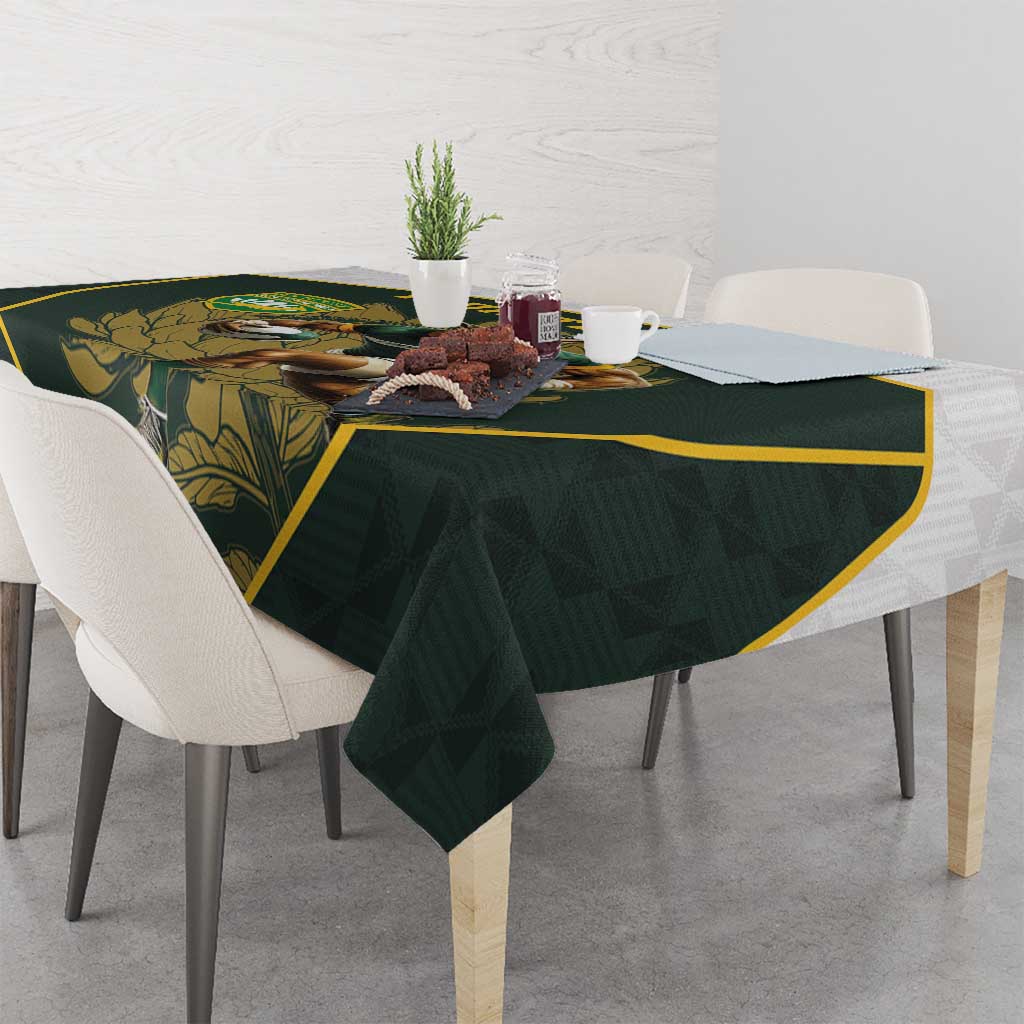 South Africa Rugby Personalised Tablecloth Springboks Mascot With King Protea -  African Pattern - Wonder Print Shop