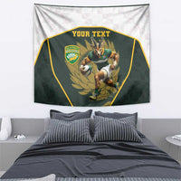 South Africa Rugby Personalised Tapestry Springboks Mascot With King Protea -  African Pattern - Wonder Print Shop