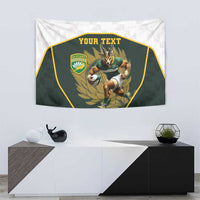 South Africa Rugby Personalised Tapestry Springboks Mascot With King Protea -  African Pattern - Wonder Print Shop