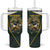 South Africa Rugby Personalised Tumbler With Handle Springboks Mascot With King Protea -  African Pattern - Wonder Print Shop