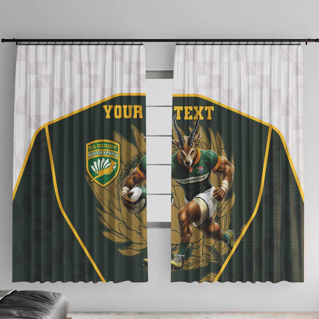 South Africa Rugby Personalised Window Curtain Springboks Mascot With King Protea -  African Pattern - Wonder Print Shop