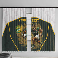 South Africa Rugby Personalised Window Curtain Springboks Mascot With King Protea -  African Pattern - Wonder Print Shop
