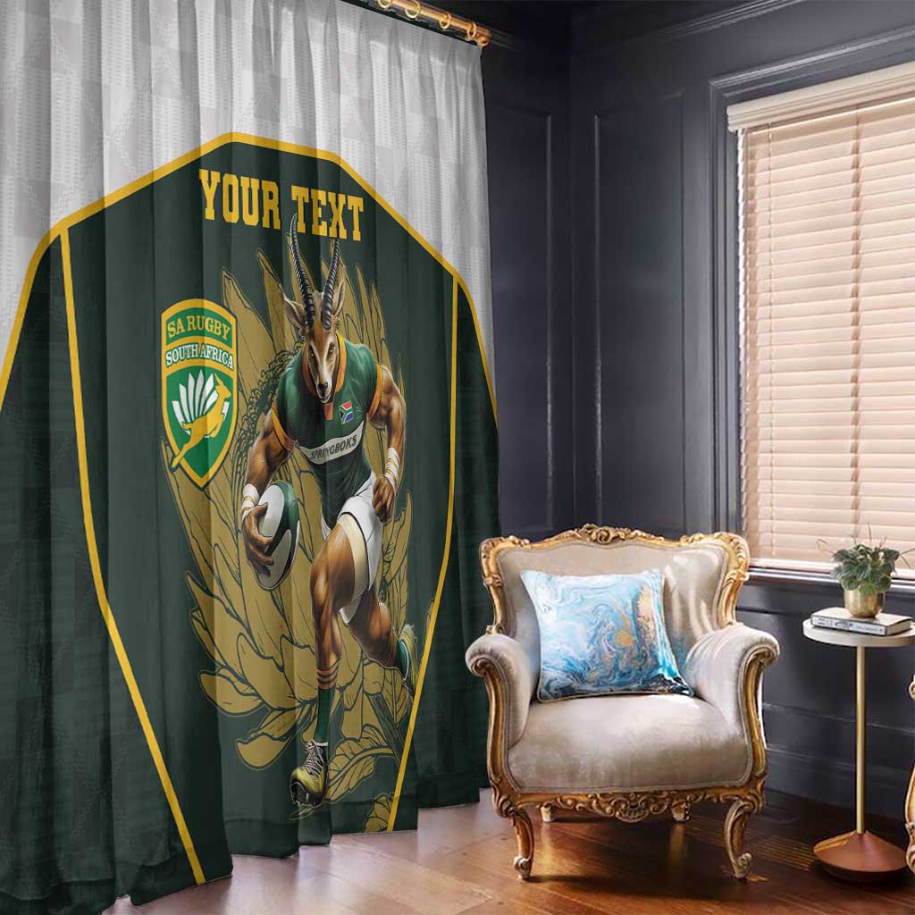 South Africa Rugby Personalised Window Curtain Springboks Mascot With King Protea -  African Pattern - Wonder Print Shop