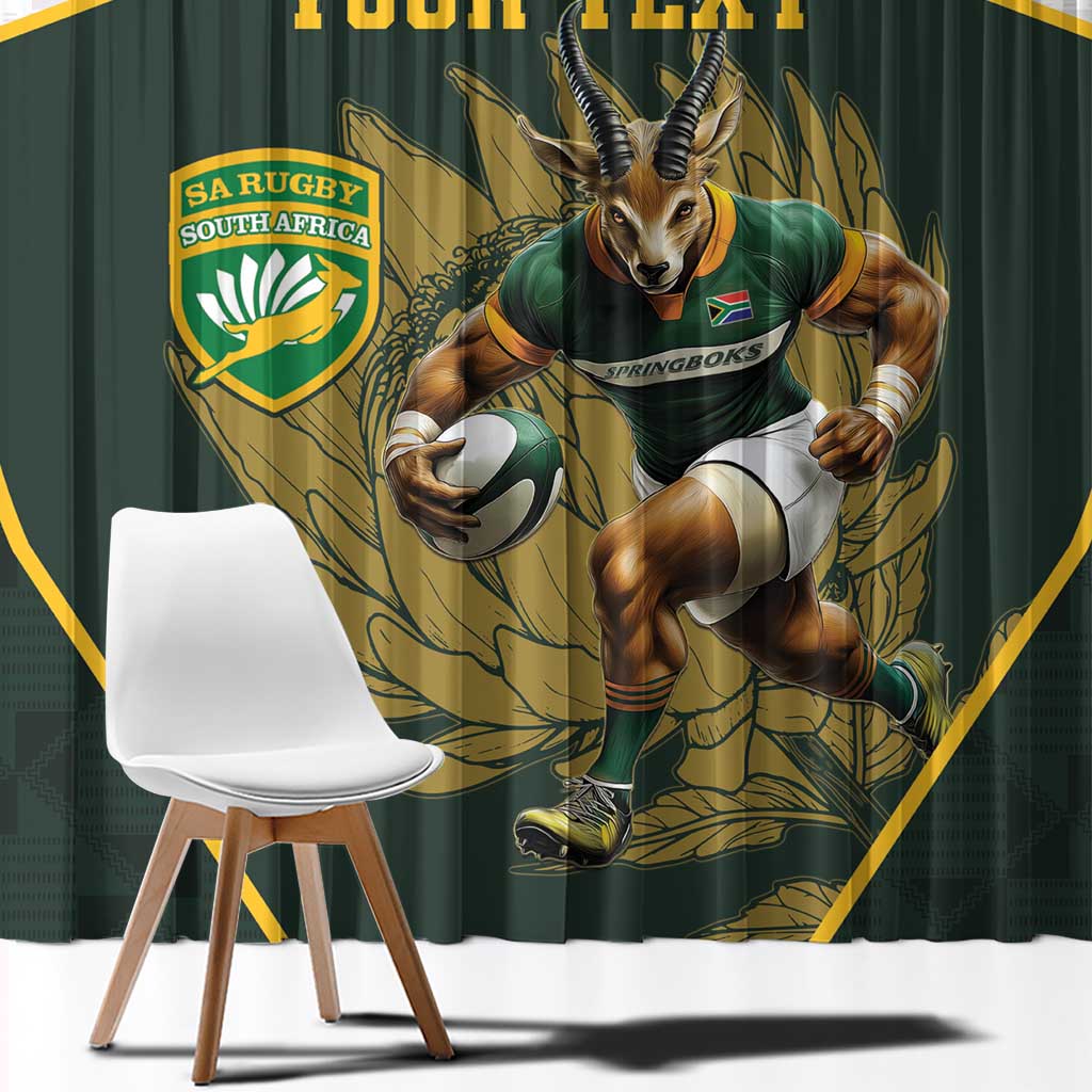 South Africa Rugby Personalised Window Curtain Springboks Mascot With King Protea -  African Pattern - Wonder Print Shop