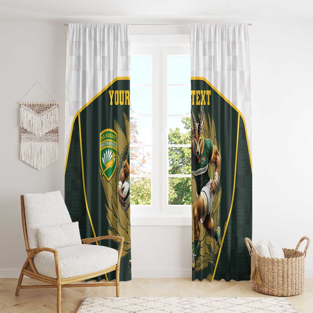 South Africa Rugby Personalised Window Curtain Springboks Mascot With King Protea -  African Pattern - Wonder Print Shop