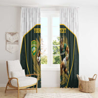 South Africa Rugby Personalised Window Curtain Springboks Mascot With King Protea -  African Pattern - Wonder Print Shop