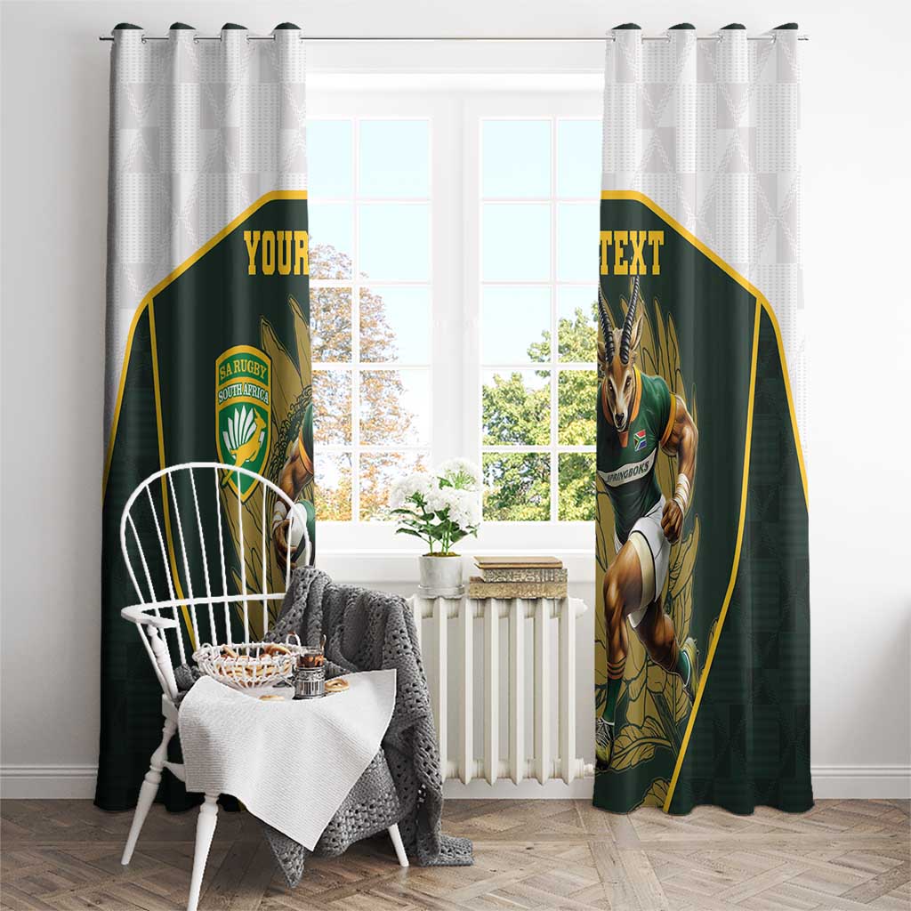 South Africa Rugby Personalised Window Curtain Springboks Mascot With King Protea -  African Pattern - Wonder Print Shop