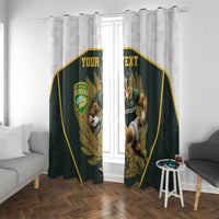 South Africa Rugby Personalised Window Curtain Springboks Mascot With King Protea -  African Pattern - Wonder Print Shop