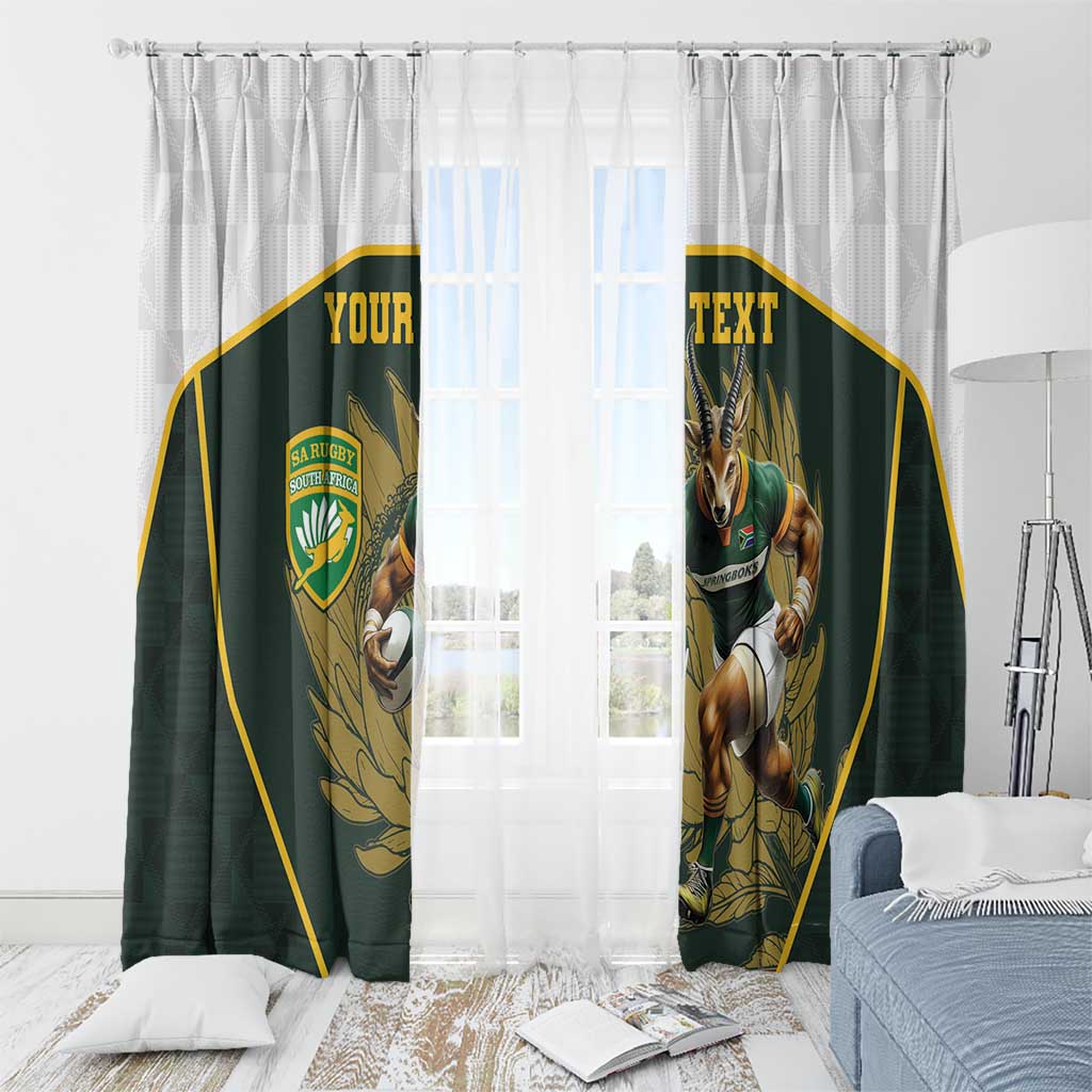 South Africa Rugby Personalised Window Curtain Springboks Mascot With King Protea -  African Pattern - Wonder Print Shop