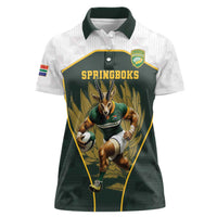 South Africa Rugby Personalised Women Polo Shirt Springboks Mascot With King Protea -  African Pattern - Wonder Print Shop