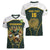 South Africa Rugby Personalised Women V-Neck T-Shirt Springboks Mascot With King Protea -  African Pattern - Wonder Print Shop