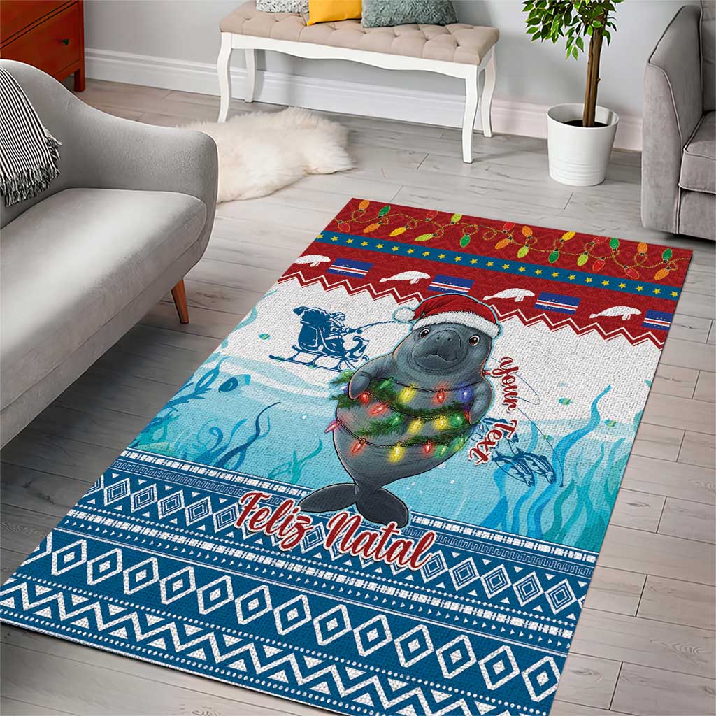 Personalised Cape Verde Christmas Area Rug Manatee Feliz Natal - Wonder Print Shop