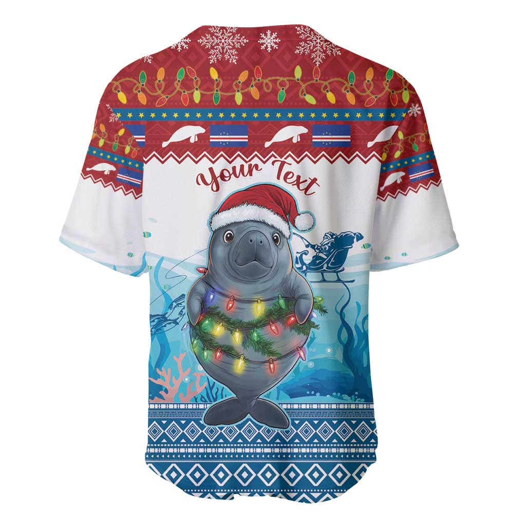 Personalised Cape Verde Christmas Baseball Jersey Manatee Feliz Natal - Wonder Print Shop