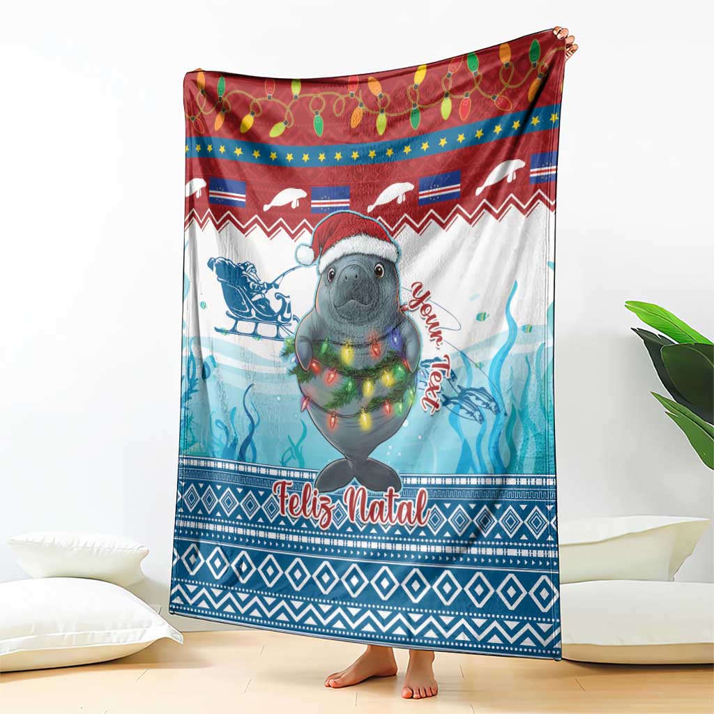 Personalised Cape Verde Christmas Blanket Manatee Feliz Natal