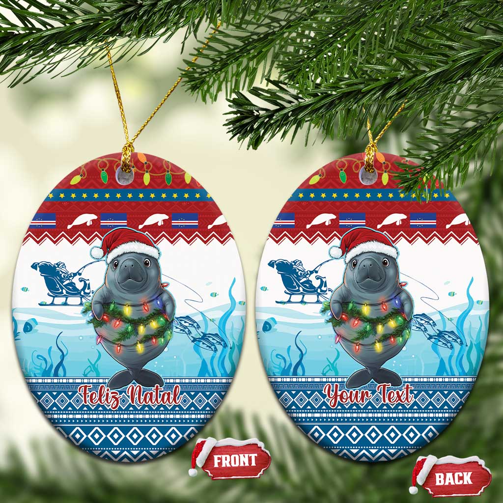Personalised Cape Verde Christmas Ceramic Ornament Manatee Feliz Natal - Wonder Print Shop