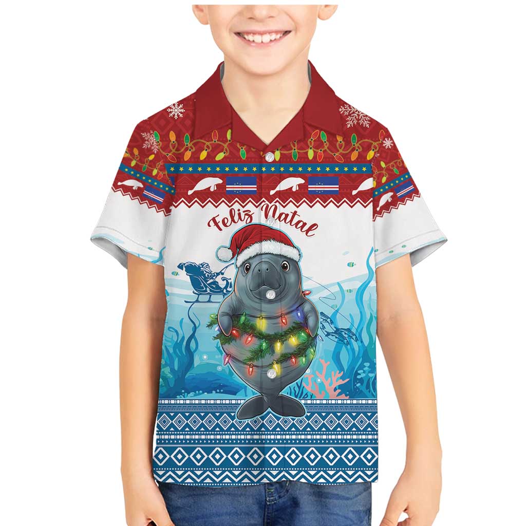 Personalised Cape Verde Christmas Family Matching Mermaid Dress and Hawaiian Shirt Manatee Feliz Natal - Wonder Print Shop