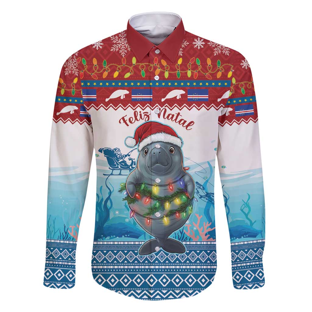 Personalised Cape Verde Christmas Family Matching Short Sleeve Bodycon Dress and Hawaiian Shirt Manatee Feliz Natal - Wonder Print Shop
