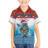 Personalised Cape Verde Christmas Family Matching Short Sleeve Bodycon Dress and Hawaiian Shirt Manatee Feliz Natal - Wonder Print Shop