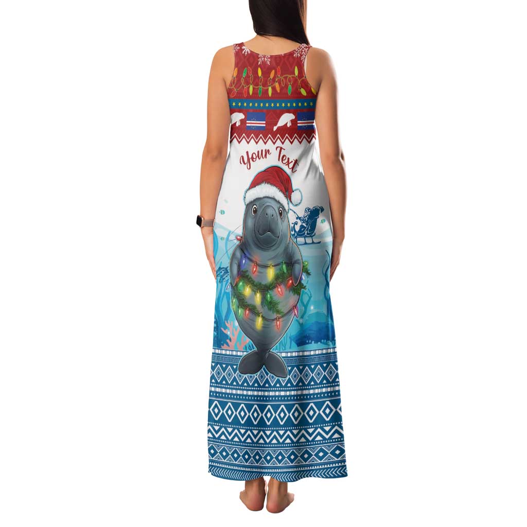 Personalised Cape Verde Christmas Family Matching Tank Maxi Dress and Hawaiian Shirt Manatee Feliz Natal - Wonder Print Shop