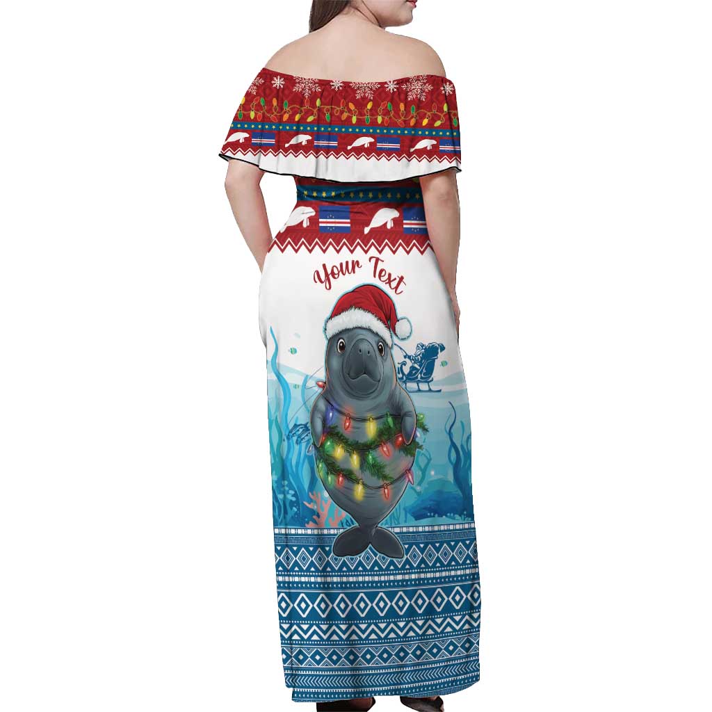 Personalised Cape Verde Christmas Off Shoulder Maxi Dress Manatee Feliz Natal - Wonder Print Shop