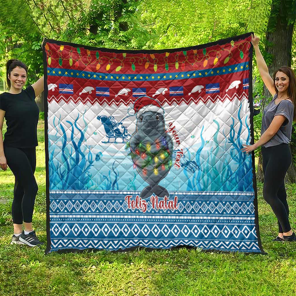 Personalised Cape Verde Christmas Quilt Manatee Feliz Natal - Wonder Print Shop