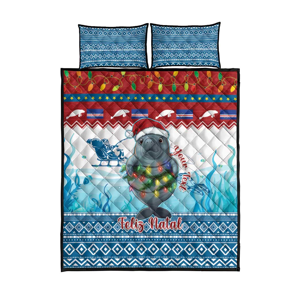 Personalised Cape Verde Christmas Quilt Bed Set Manatee Feliz Natal - Wonder Print Shop