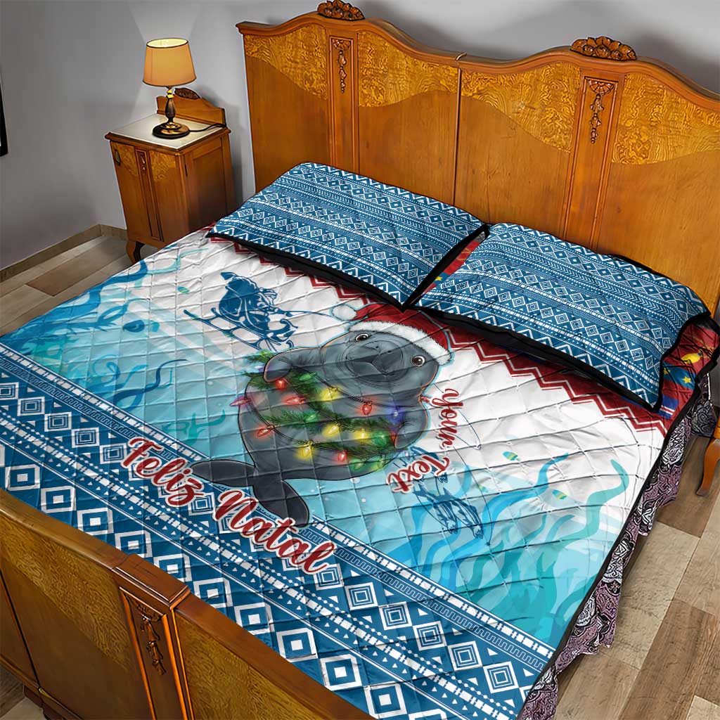 Personalised Cape Verde Christmas Quilt Bed Set Manatee Feliz Natal - Wonder Print Shop