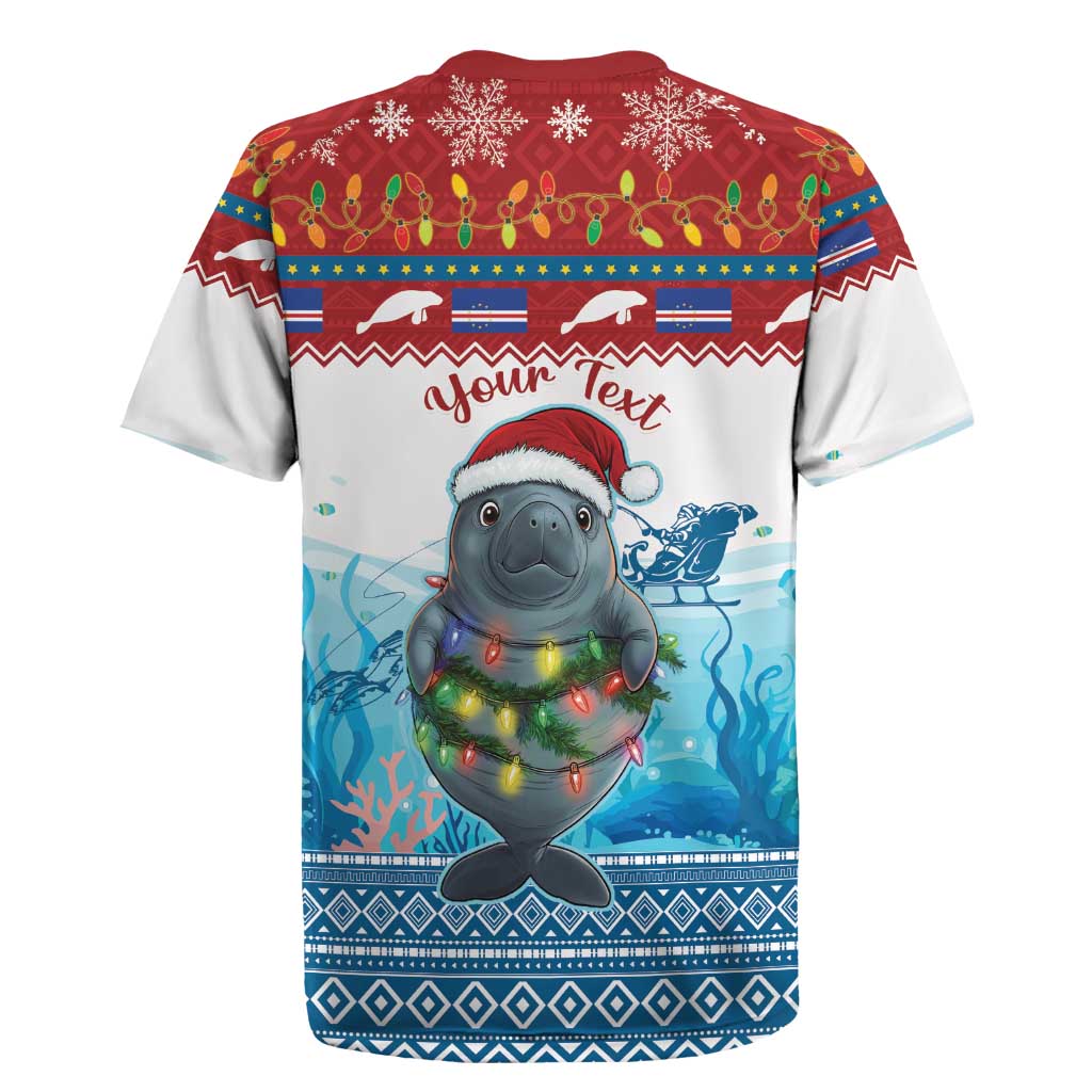 Personalised Cape Verde Christmas Rugby Jersey Manatee Feliz Natal - Wonder Print Shop
