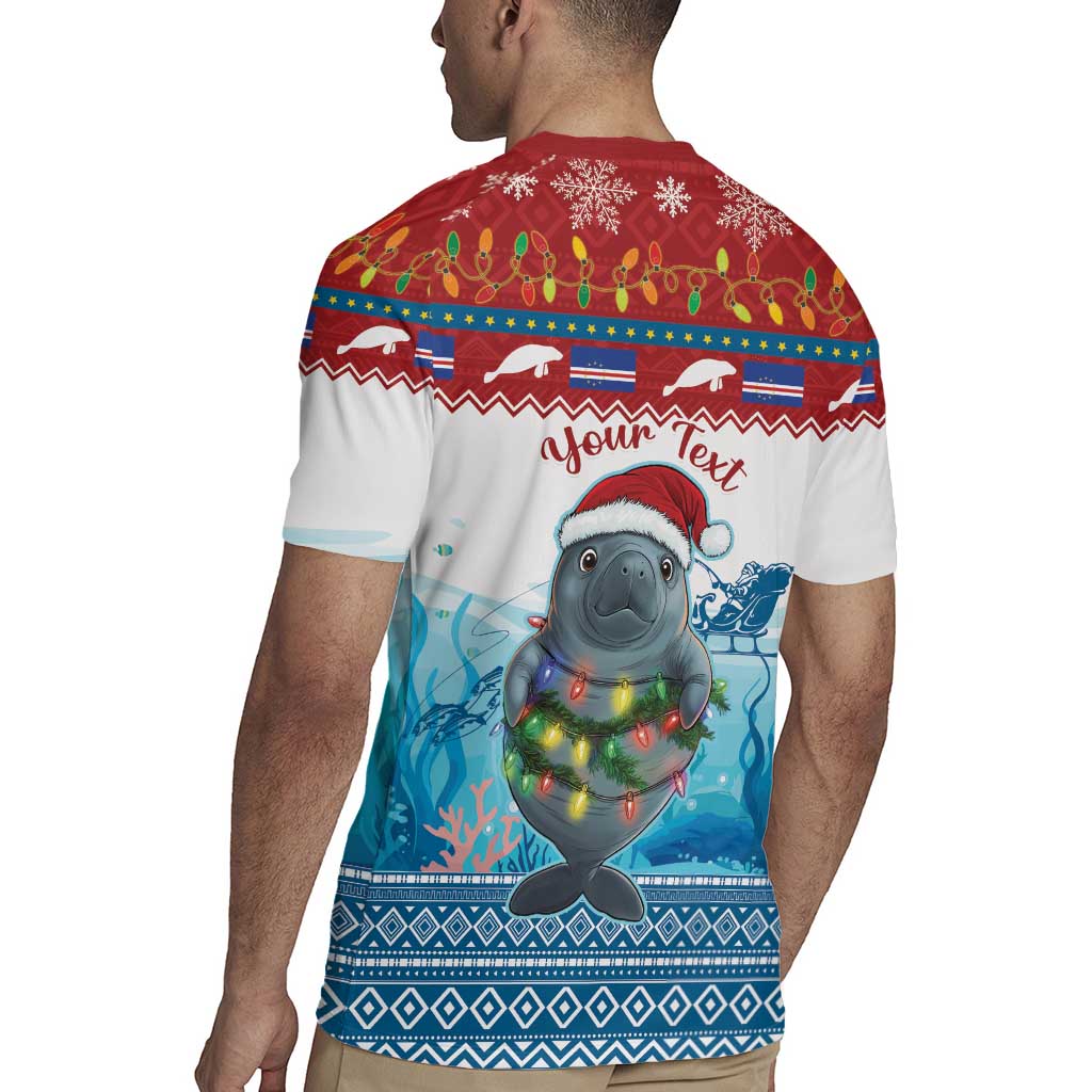 Personalised Cape Verde Christmas Rugby Jersey Manatee Feliz Natal - Wonder Print Shop