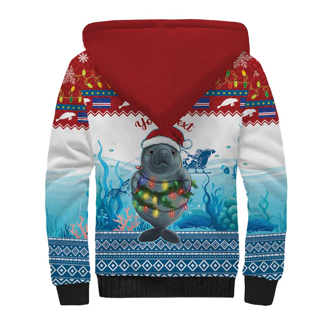 Personalised Cape Verde Christmas Sherpa Hoodie Manatee Feliz Natal - Wonder Print Shop