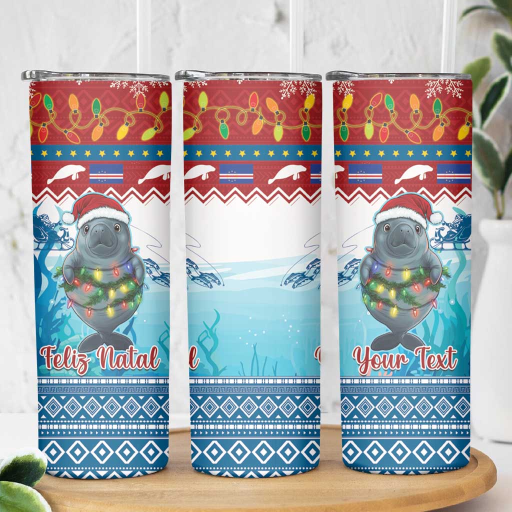 Personalised Cape Verde Christmas Skinny Tumbler Manatee Feliz Natal - Wonder Print Shop