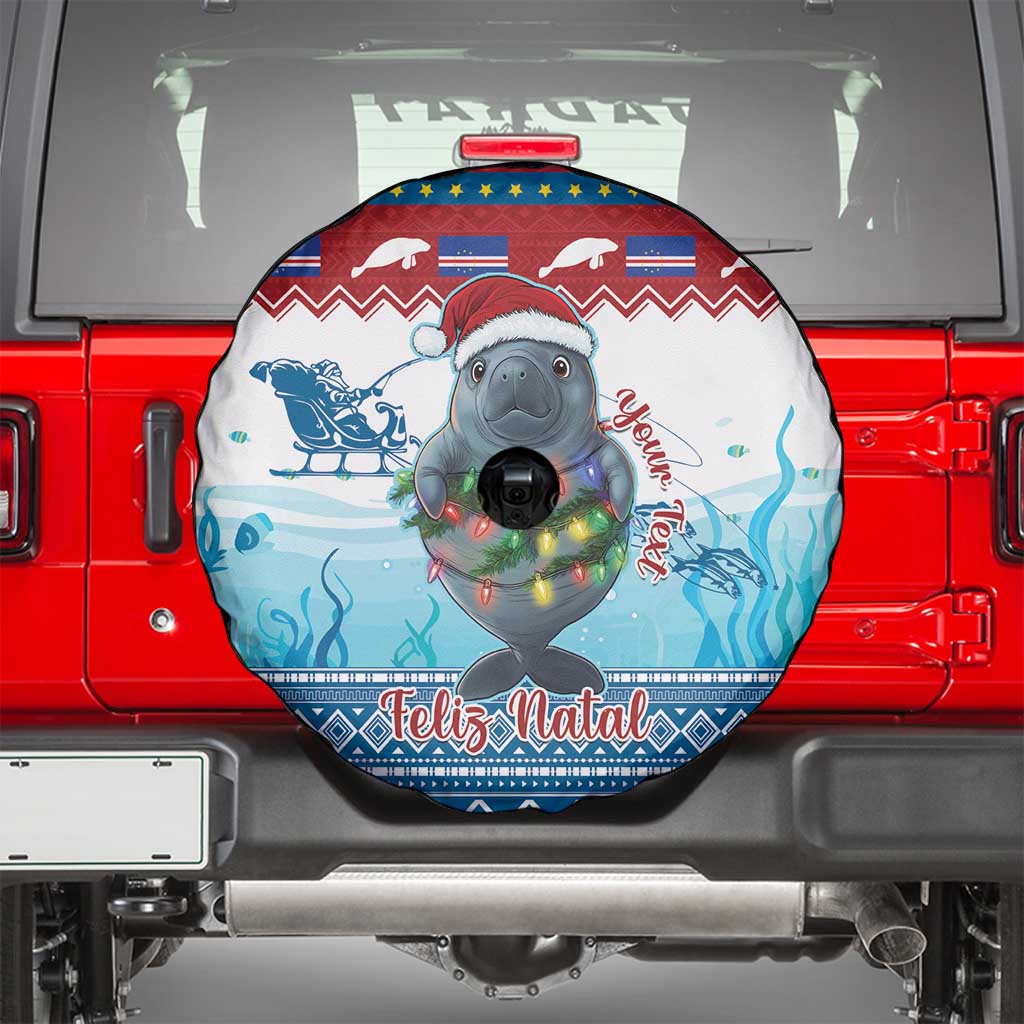 Personalised Cape Verde Christmas Spare Tire Cover Manatee Feliz Natal - Wonder Print Shop
