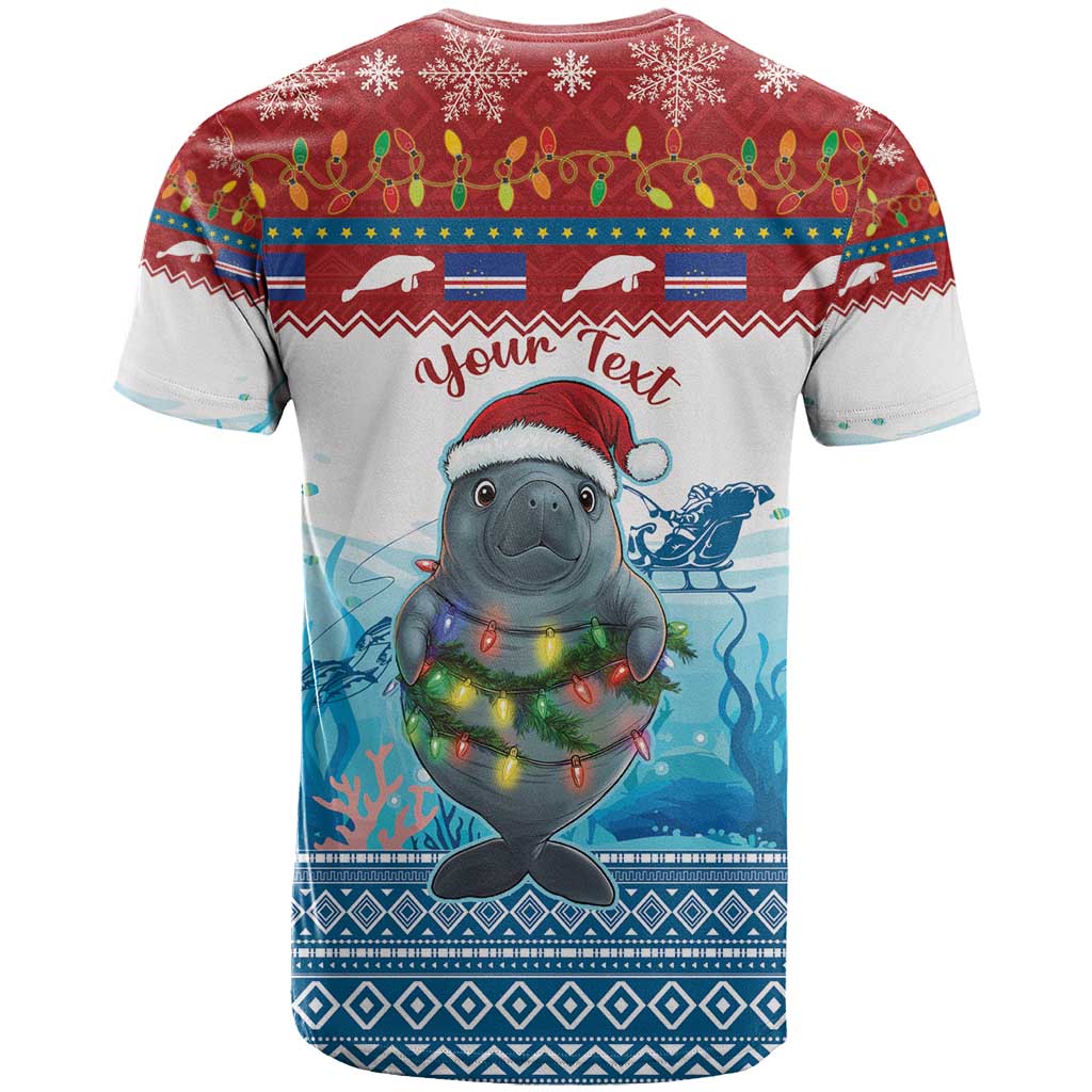 Personalised Cape Verde Christmas T Shirt Manatee Feliz Natal - Wonder Print Shop