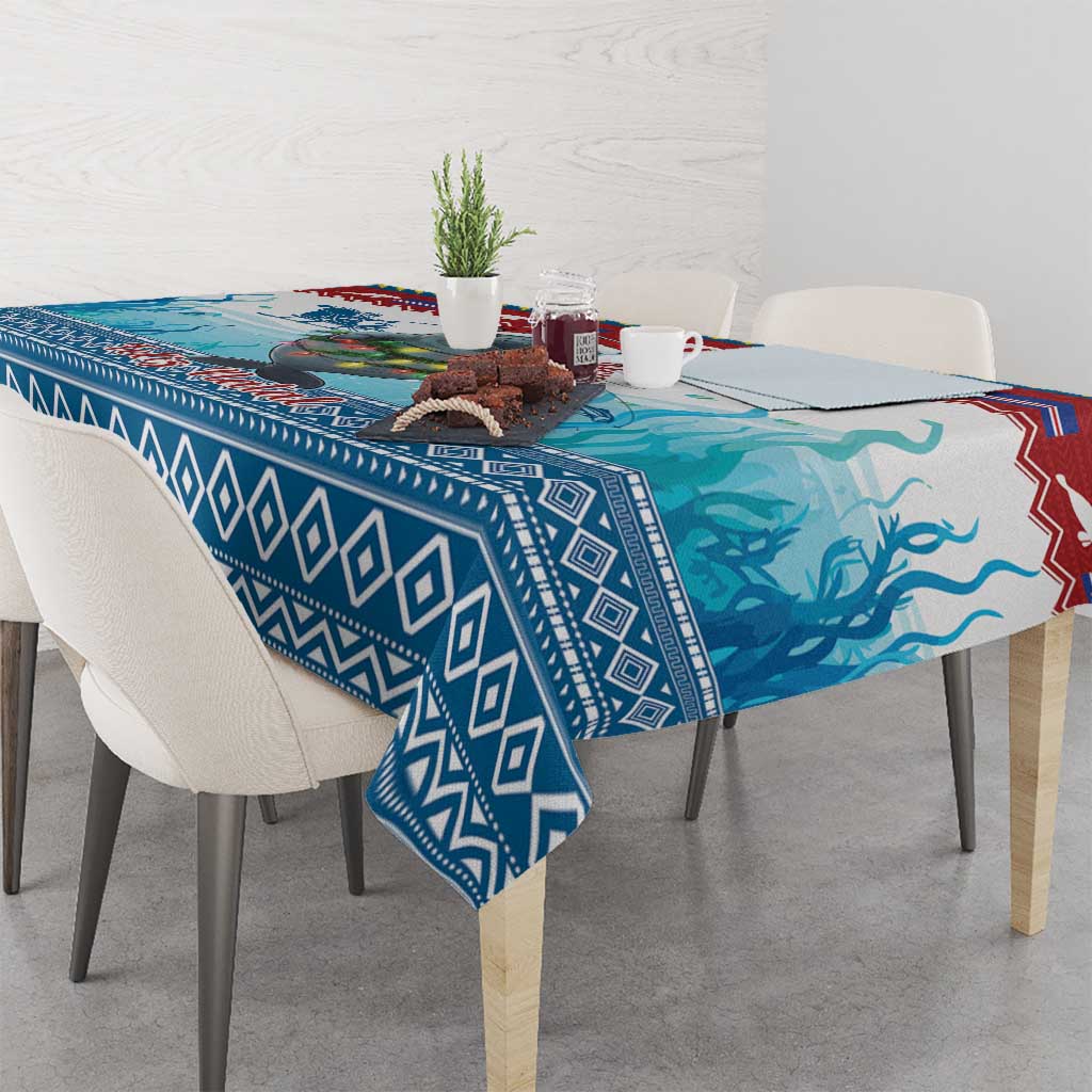 Personalised Cape Verde Christmas Tablecloth Manatee Feliz Natal - Wonder Print Shop