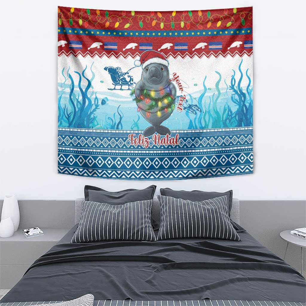 Personalised Cape Verde Christmas Tapestry Manatee Feliz Natal - Wonder Print Shop