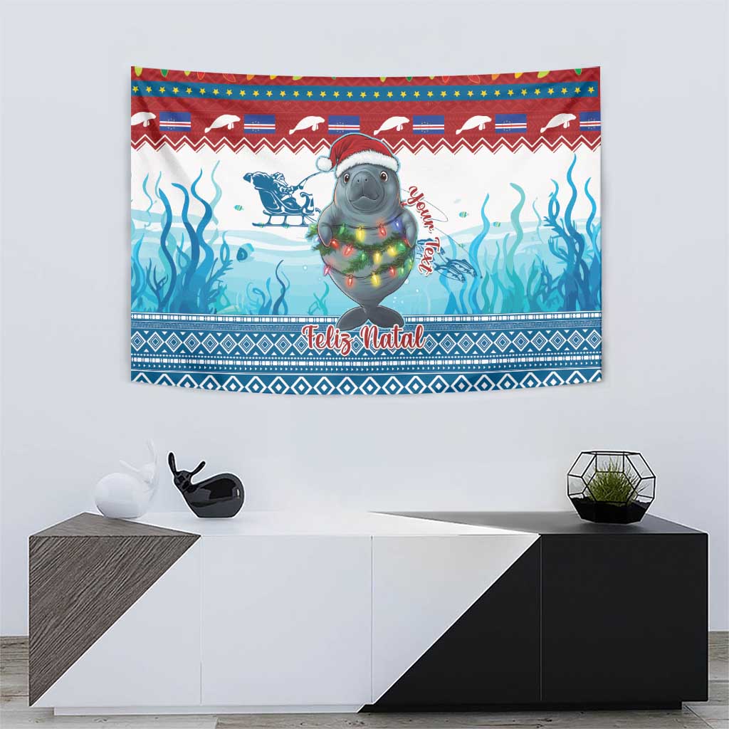 Personalised Cape Verde Christmas Tapestry Manatee Feliz Natal - Wonder Print Shop