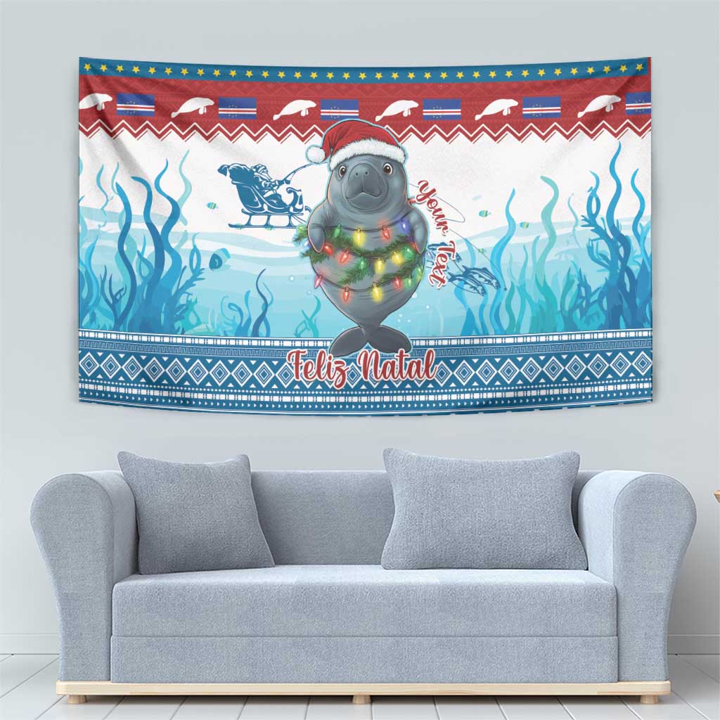 Personalised Cape Verde Christmas Tapestry Manatee Feliz Natal - Wonder Print Shop