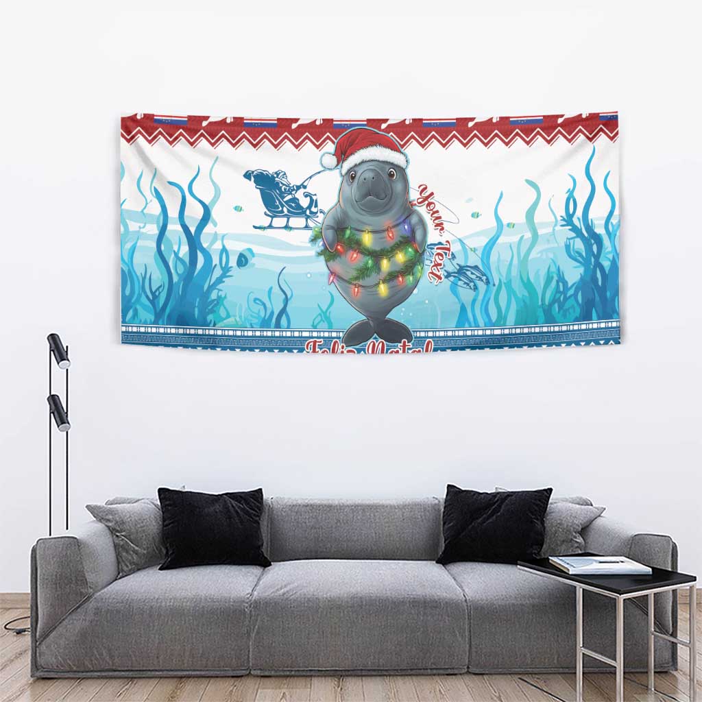 Personalised Cape Verde Christmas Tapestry Manatee Feliz Natal - Wonder Print Shop